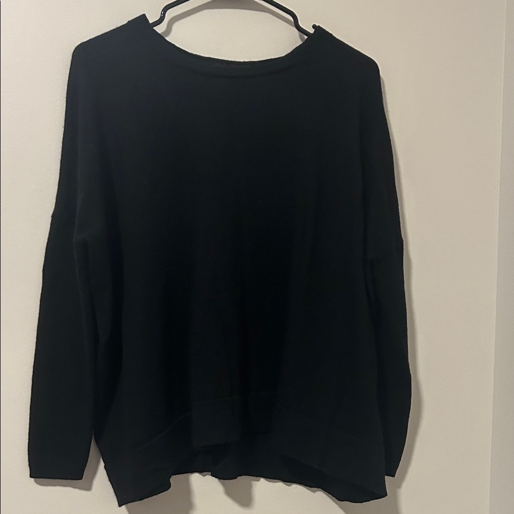 J Crew 100% Merino Wool Black Oversized Long Sleeve Sweater Size Small